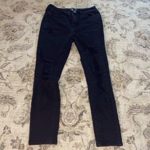Black ripped high-rise Jeggings